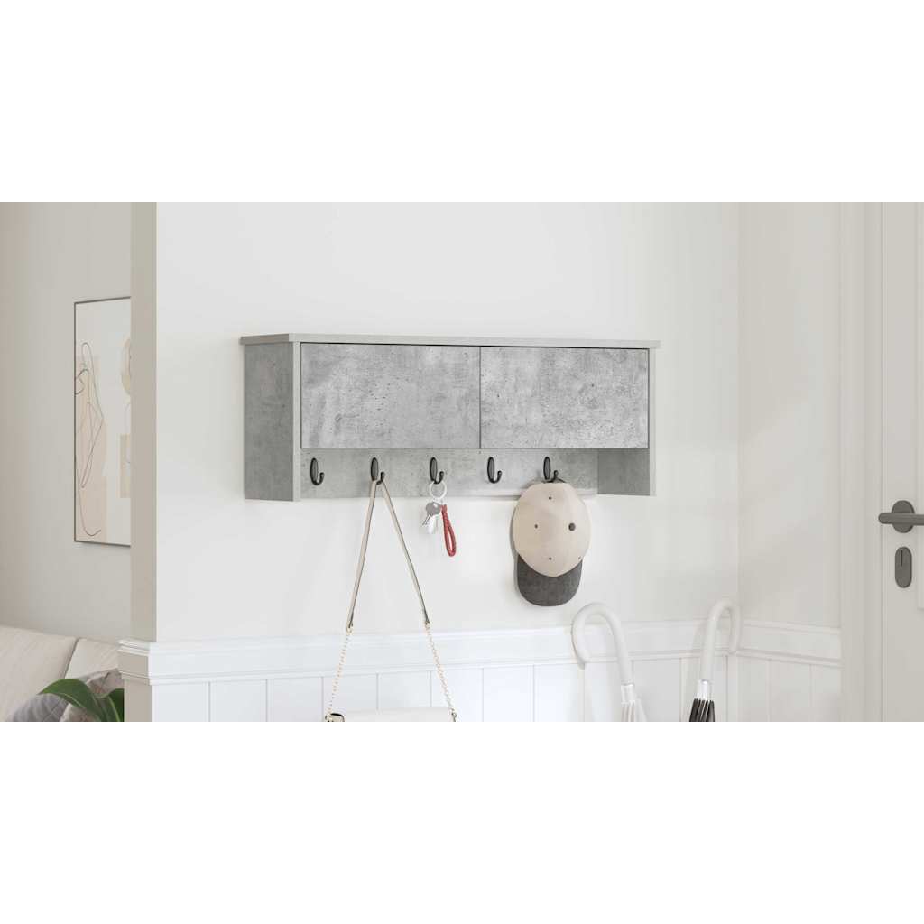 Wall-Mounted Coat Rack with Shelf Concrete Grey 80 x 20 x 30 cm