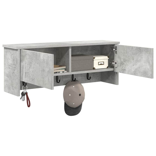 Wall-Mounted Coat Rack with Shelf Concrete Grey 80 x 20 x 30 cm