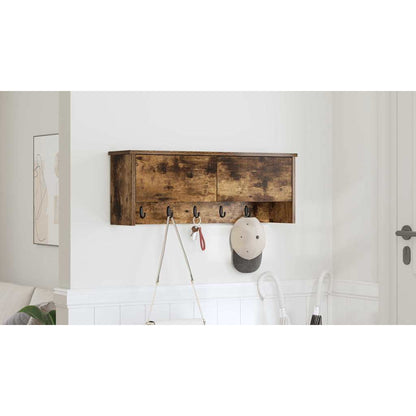 Wall-Mounted Coat Rack with Shelf Smoked Oak 80 x 20 x 30 cm