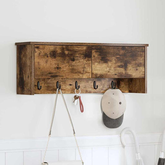Wall-Mounted Coat Rack with Shelf Smoked Oak 80 x 20 x 30 cm