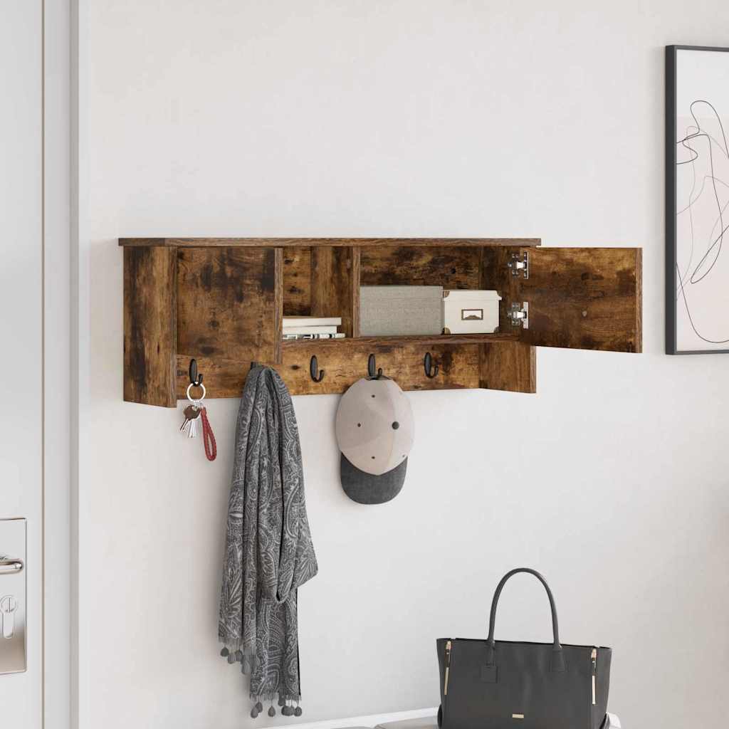 Wall-Mounted Coat Rack with Shelf Smoked Oak 80 x 20 x 30 cm