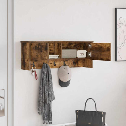 Wall-Mounted Coat Rack with Shelf Smoked Oak 80 x 20 x 30 cm