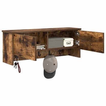 Wall-Mounted Coat Rack with Shelf Smoked Oak 80 x 20 x 30 cm