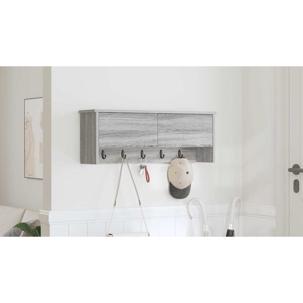 Wall-Mounted Coat Rack with Shelf Grey Sonoma 80 x 20 x 30 cm