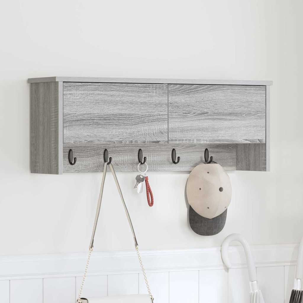 Wall-Mounted Coat Rack with Shelf Grey Sonoma 80 x 20 x 30 cm