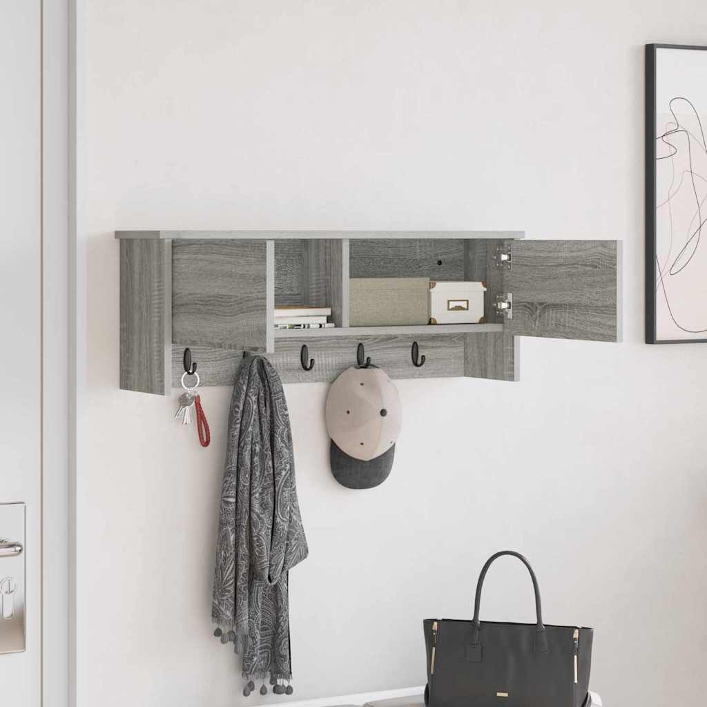 Wall-Mounted Coat Rack with Shelf Grey Sonoma 80 x 20 x 30 cm