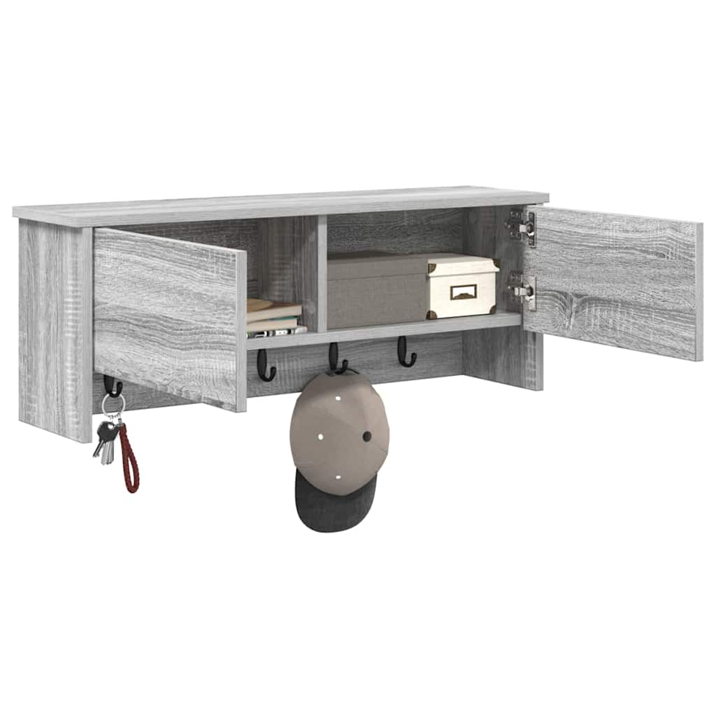 Wall-Mounted Coat Rack with Shelf Grey Sonoma 80 x 20 x 30 cm