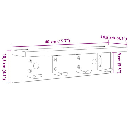Wall-Mounted Coat Rack Concrete Grey 40 x 10.5 x 10.5 cm