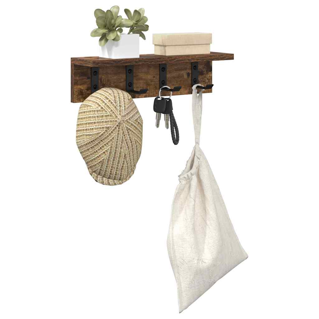 Wall-Mounted Coat Rack Smoked Oak 40 x 10.5 x 10.5 cm