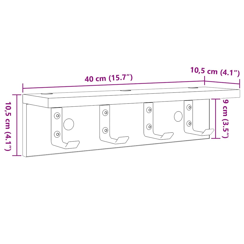 Wall-Mounted Coat Rack Artisan Oak 40 x 10.5 x 10.5 cm