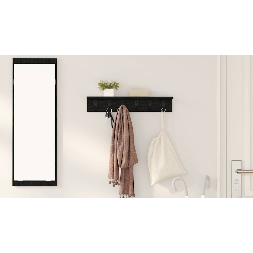 Wall-Mounted Coat Rack Black Oak 60 x 10.5 x 10.5 cm