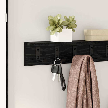Wall-Mounted Coat Rack Black Oak 60 x 10.5 x 10.5 cm