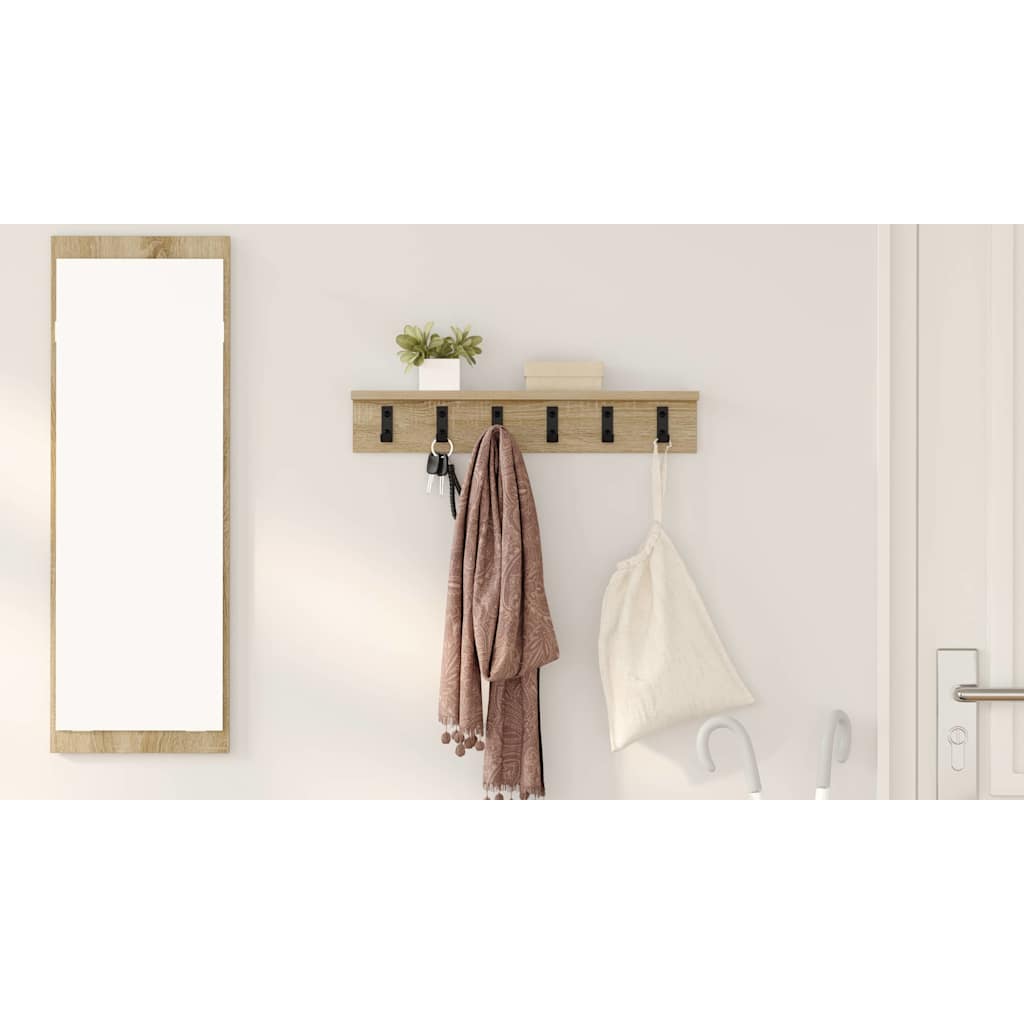 Wall-Mounted Coat Rack Sonoma Oak 60 x 10.5 x 10.5 cm