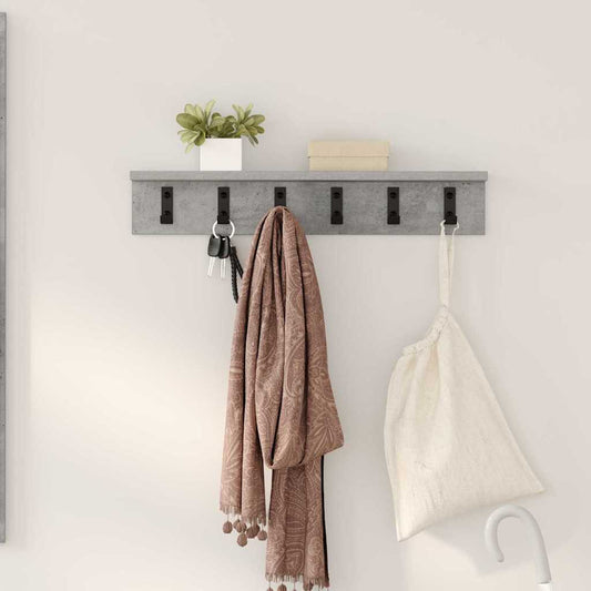 Wall-Mounted Coat Rack Concrete Grey 60 x 10.5 x 10.5 cm