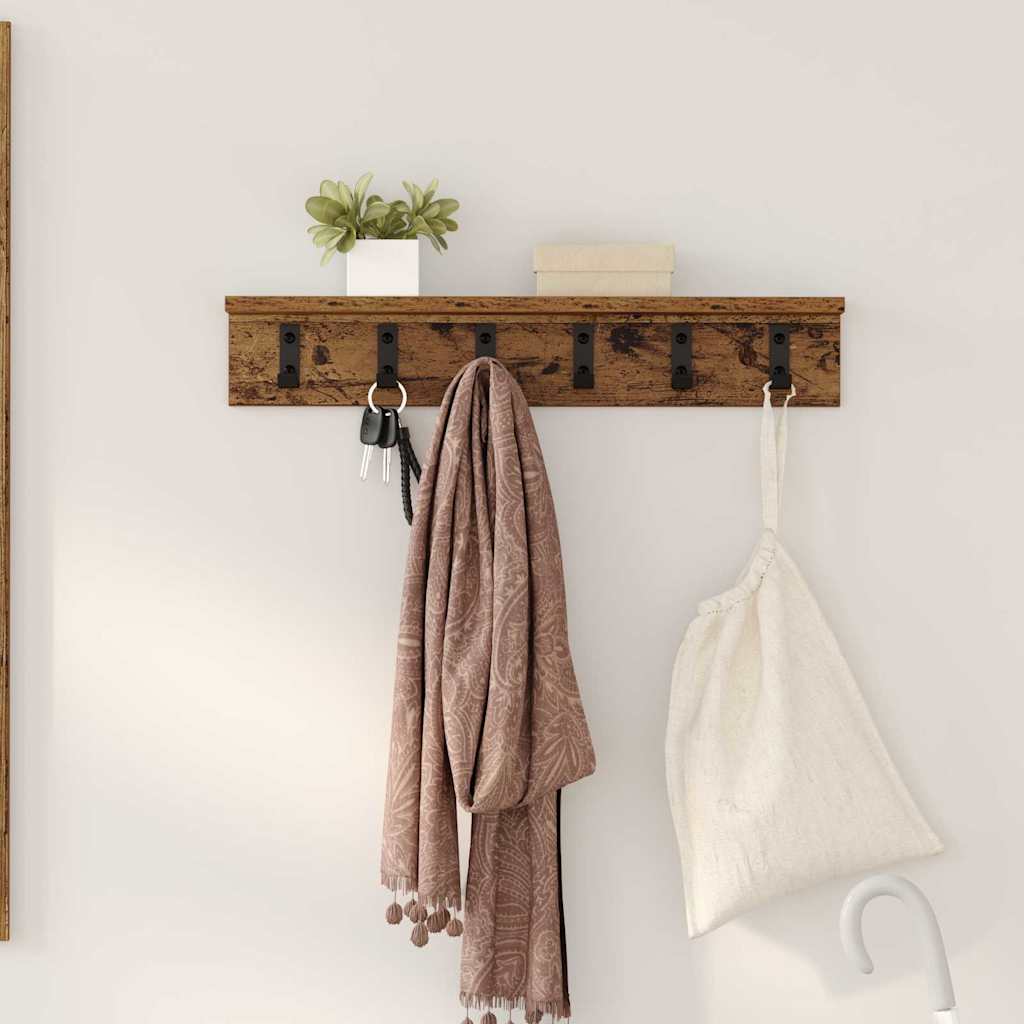 Wall-Mounted Coat Rack Old Wood 60 x 10.5 x 10.5 cm