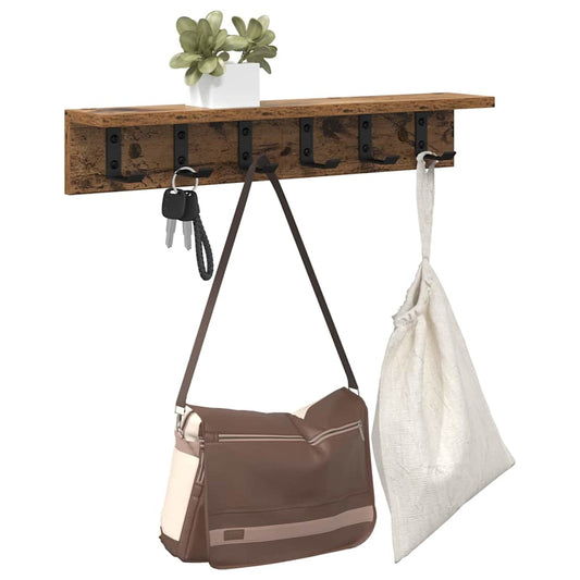 Wall-Mounted Coat Rack Old Wood 60 x 10.5 x 10.5 cm