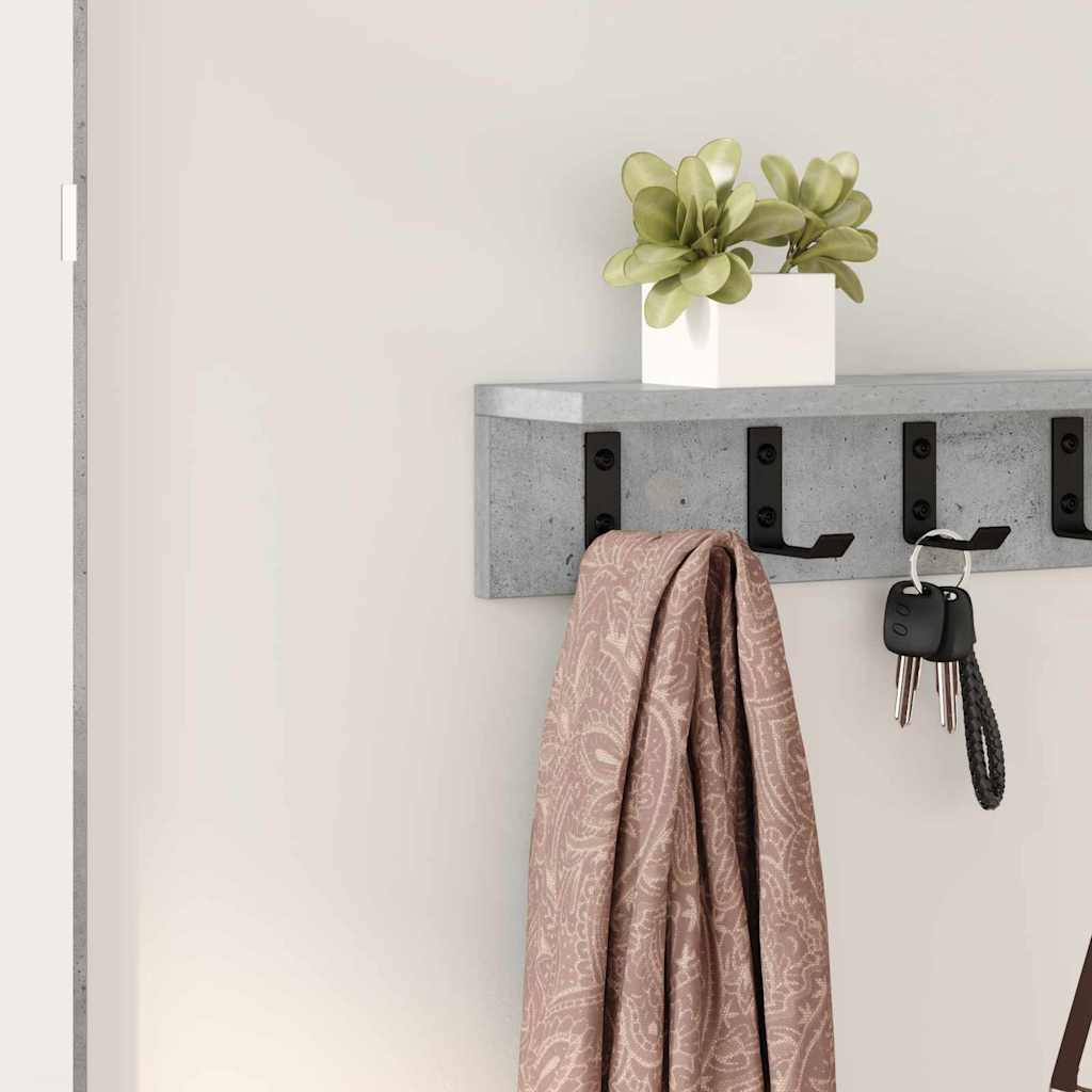 Wall-Mounted Coat Rack Concrete Grey 80 x 10.5 x 10.5 cm