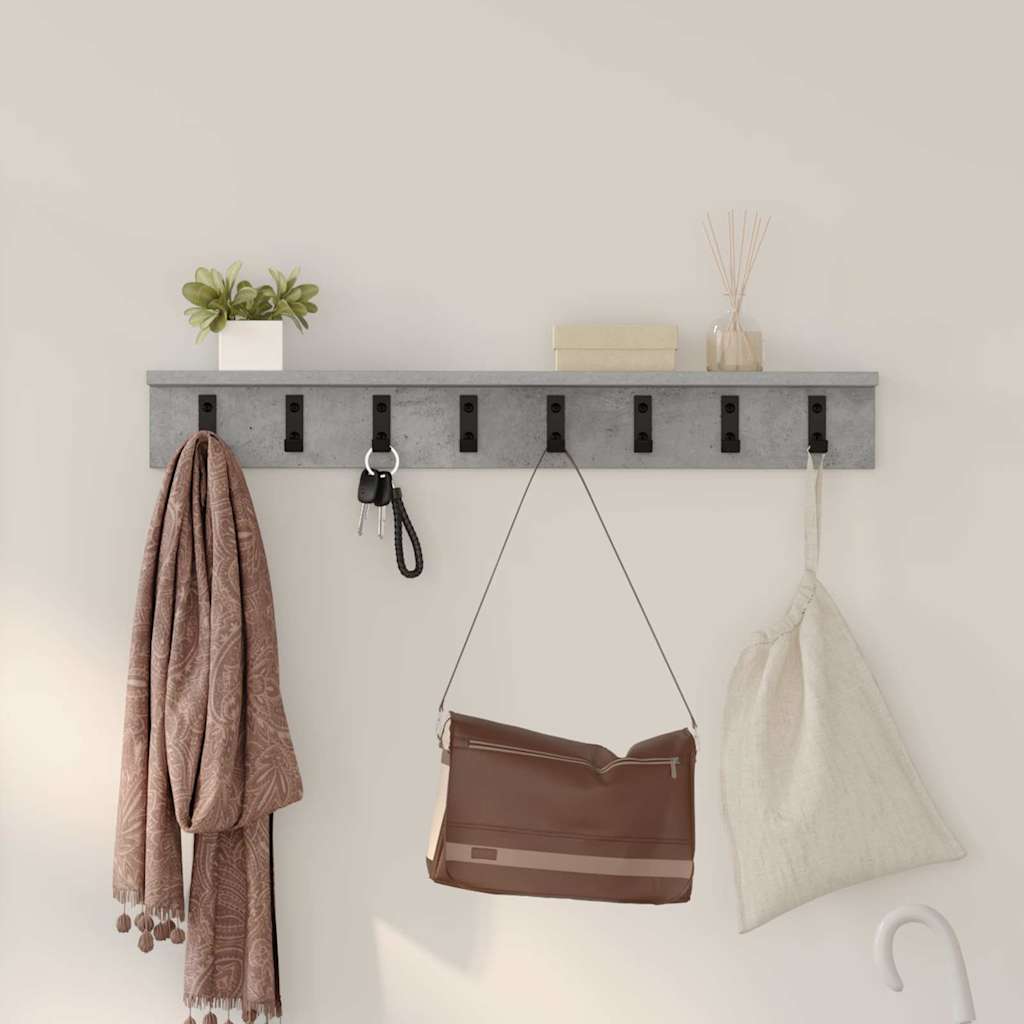 Wall-Mounted Coat Rack Concrete Grey 80 x 10.5 x 10.5 cm