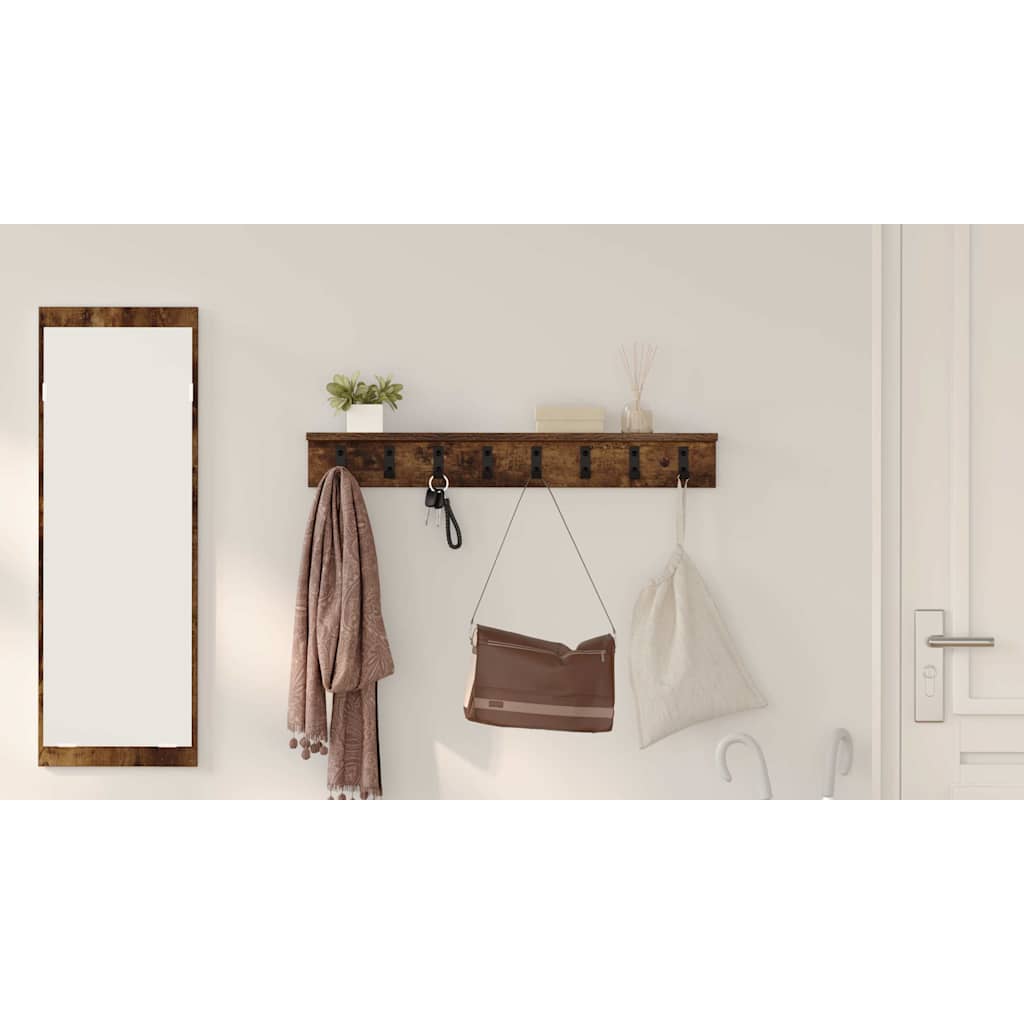 Wall-Mounted Coat Rack Smoked Oak 80 x 10.5 x 10.5 cm