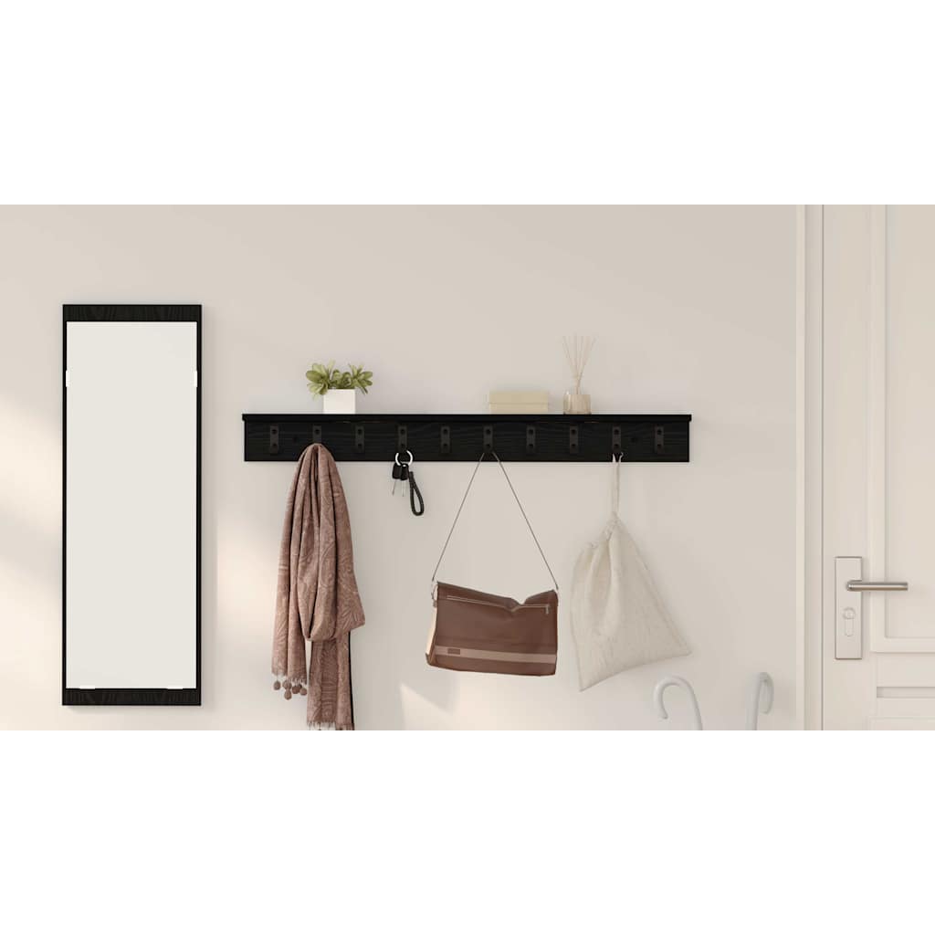 Wall-Mounted Coat Rack Black Oak 100 x 10.5 x 10.5 cm
