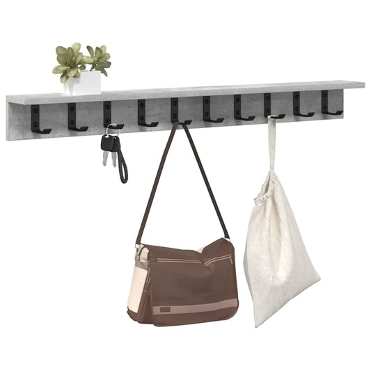 Wall-Mounted Coat Rack Concrete Grey 100 x 10.5 x 10.5 cm