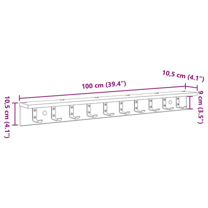 Wall-Mounted Coat Rack Concrete Grey 100 x 10.5 x 10.5 cm