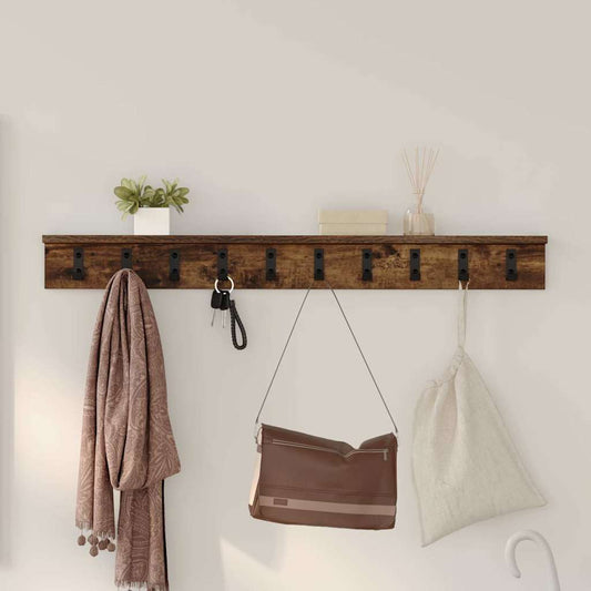 Wall-Mounted Coat Rack Smoked Oak 100 x 10.5 x 10.5 cm