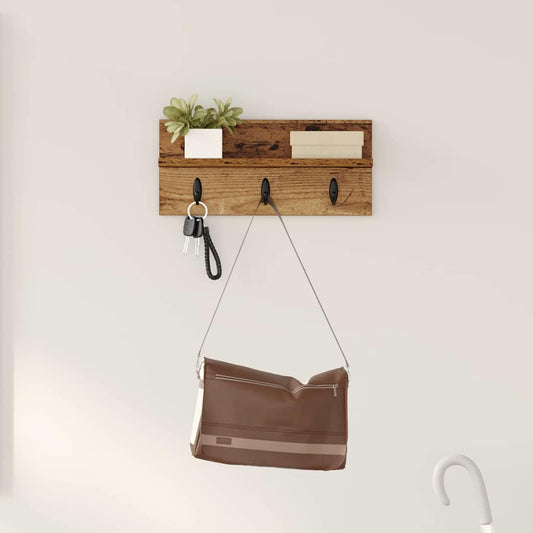 Wall-Mounted Coat Rack Wall-mounted Old Wood 40 x 10.5 x 18 cm
