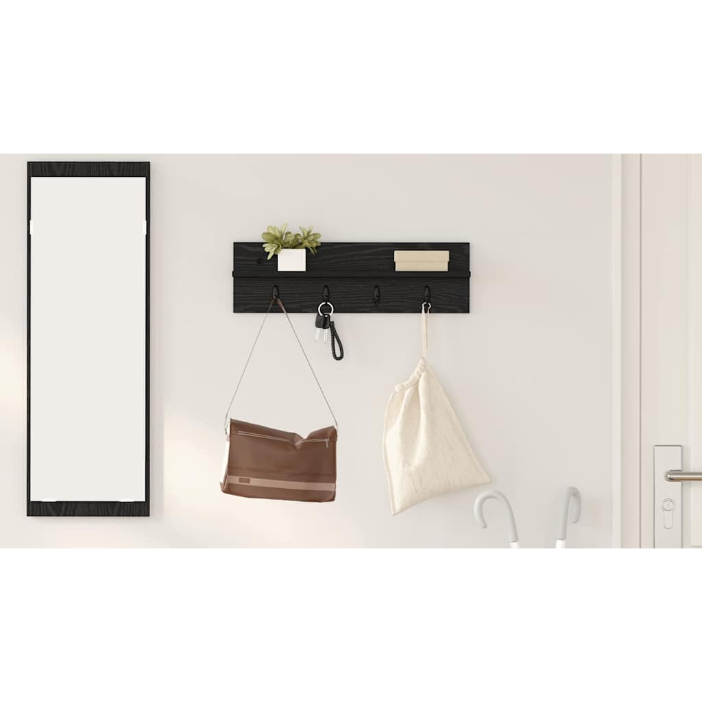 Wall-Mounted Coat Rack Wall-mounted Black Oak 60 x 10.5 x 18 cm