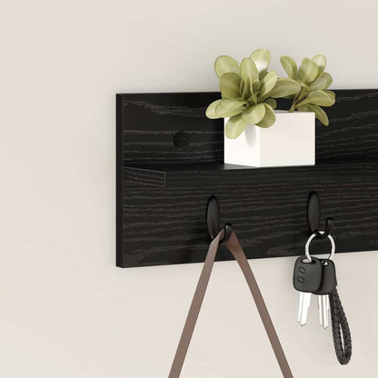 Wall-Mounted Coat Rack Wall-Mounted Black Oak 60 x 10.5 x 18 cm