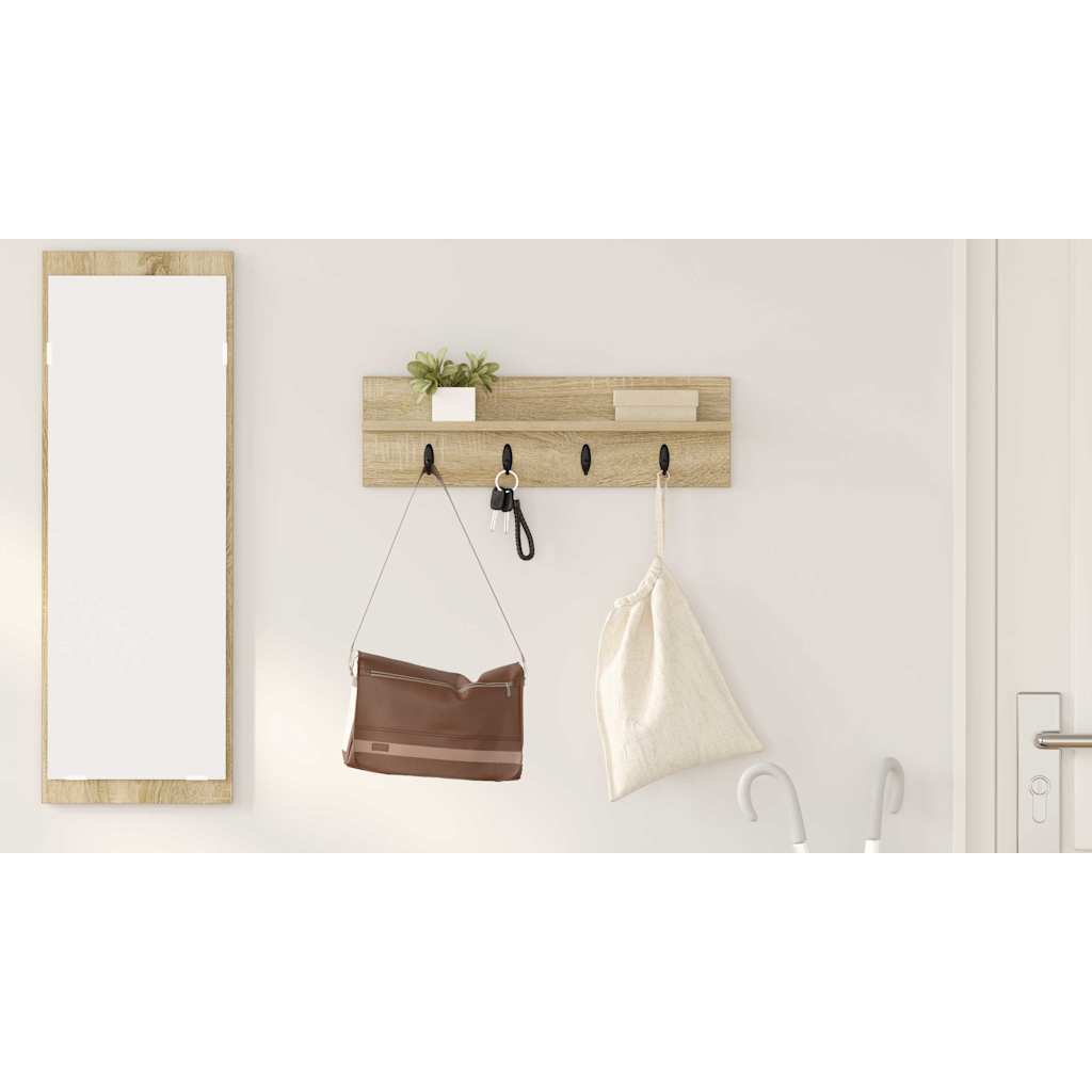 Wall-Mounted Coat Rack Sonoma Oak 60 x 10.5 x 18 cm