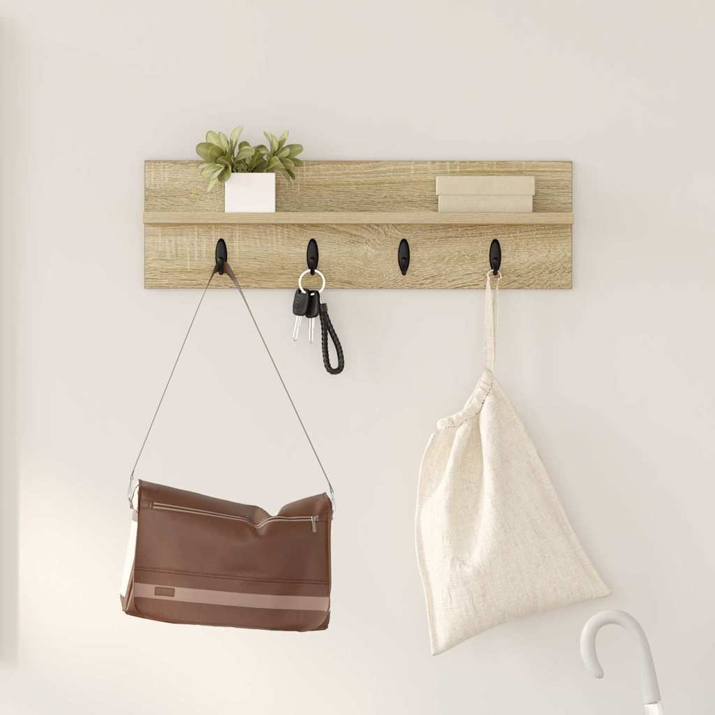 Wall-Mounted Coat Rack Sonoma Oak 60 x 10.5 x 18 cm