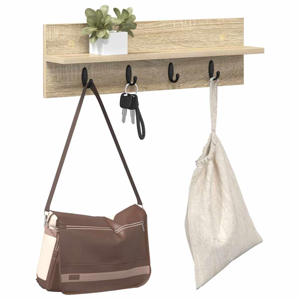 Wall-Mounted Coat Rack Sonoma Oak 60 x 10.5 x 18 cm