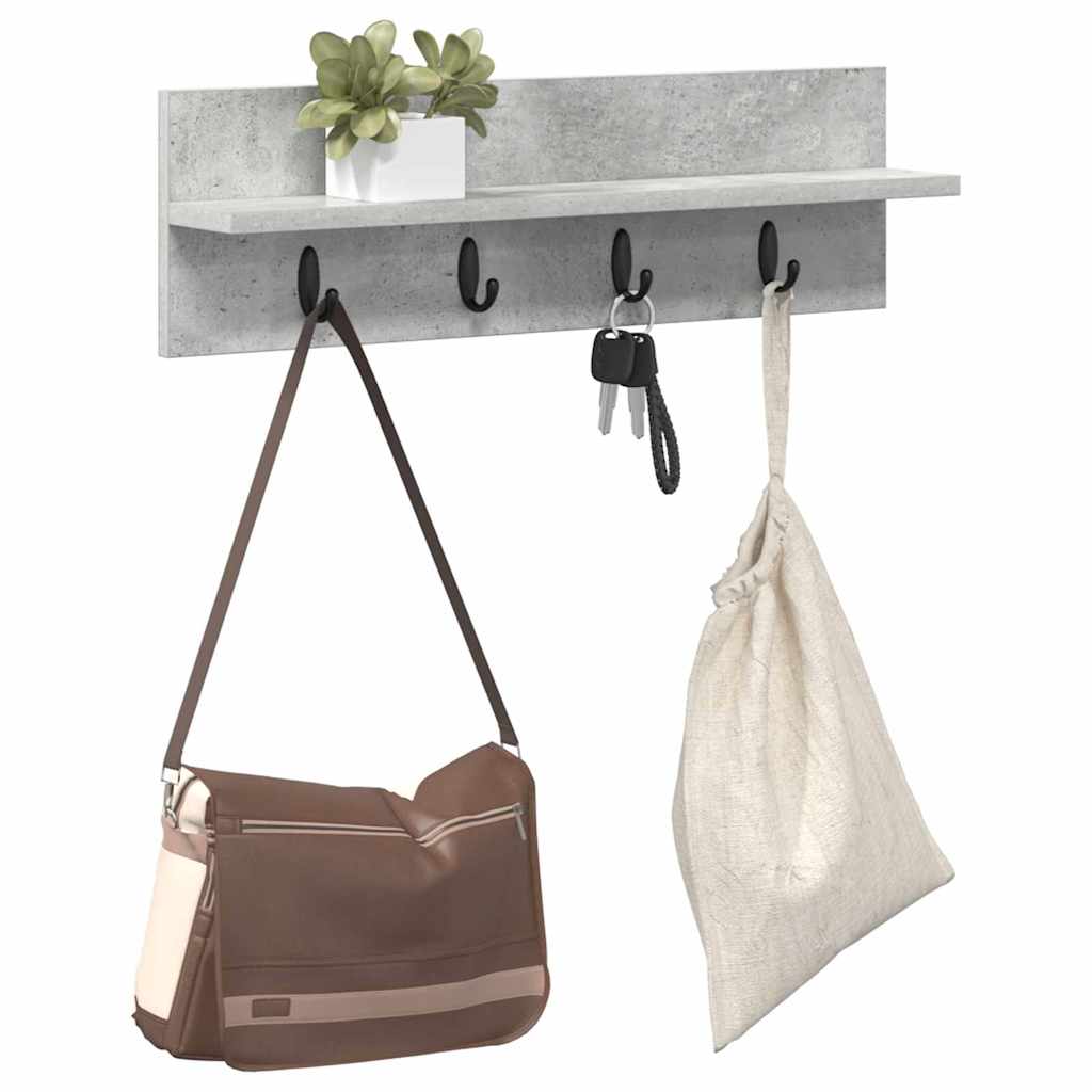 Wall-Mounted Coat Rack Concrete Grey 60 x 10.5 x 18 cm