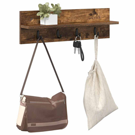 Wall-Mounted Coat Rack Smoked Oak 60 x 10.5 x 18 cm