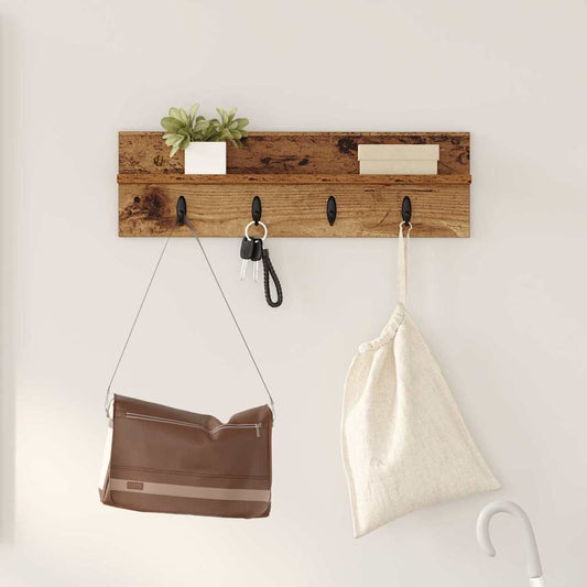 Wall-Mounted Coat Rack Wall-mounted Old Wood 60 x 10.5 x 18 cm