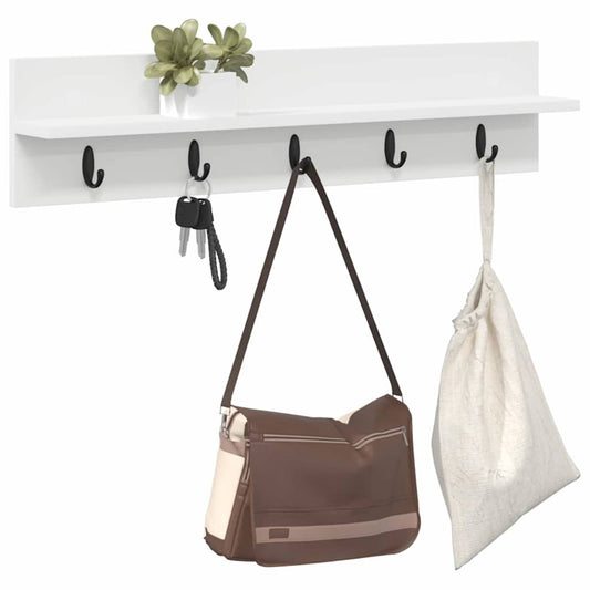Wall-Mounted Coat Rack White 80 x 10.5 x 18 cm Engineered wood