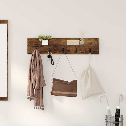 Wall-Mounted Coat Rack Smoked Oak 80 x 10.5 x 18 cm