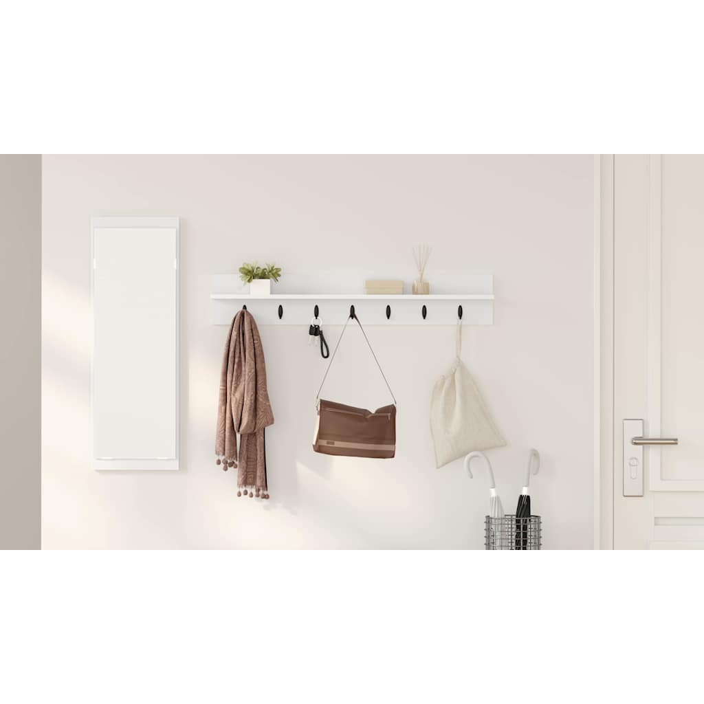 Wall-Mounted Coat Rack White 100 x 10.5 x 18 cm Engineered wood