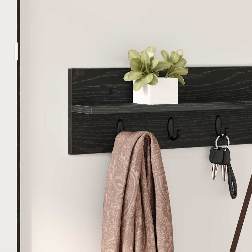 Wall-Mounted Coat Rack Black Oak 100 x 10.5 x 18 cm