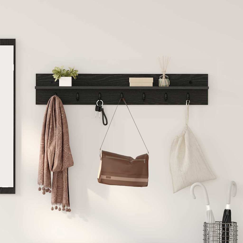 Wall-Mounted Coat Rack Black Oak 100 x 10.5 x 18 cm