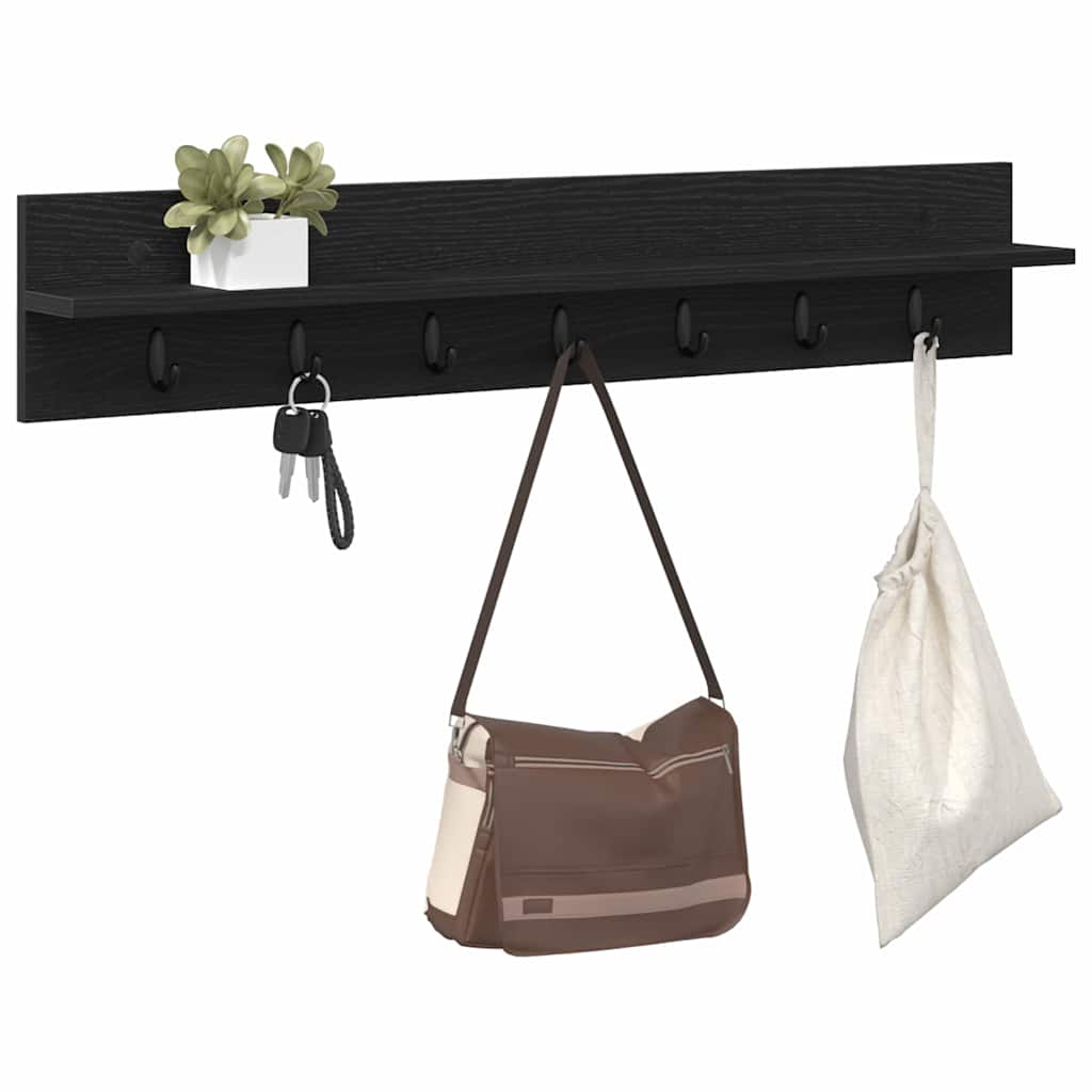 Wall-Mounted Coat Rack Black Oak 100 x 10.5 x 18 cm
