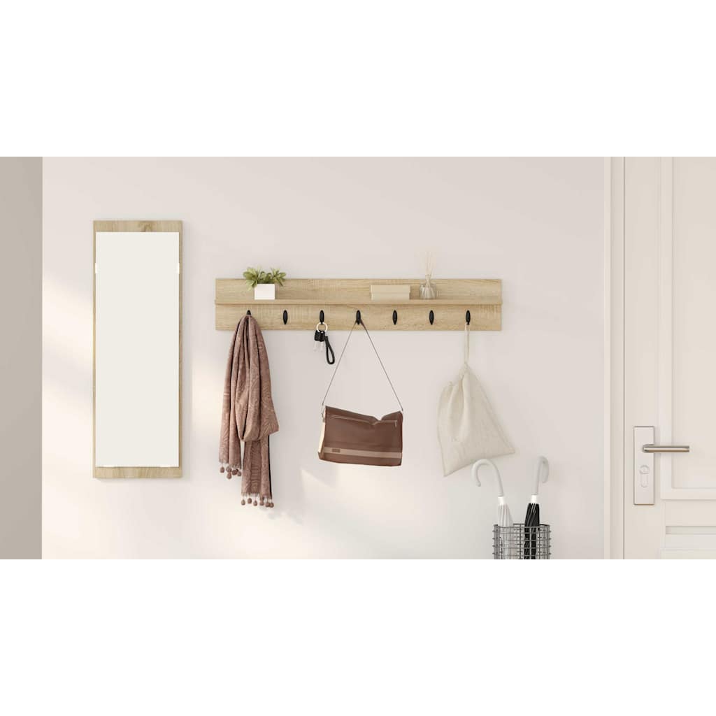 Wall-Mounted Coat Rack Sonoma Oak 100 x 10.5 x 18 cm