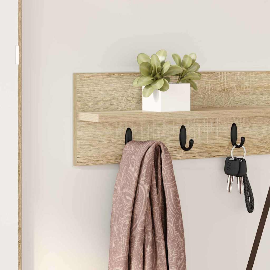Wall-Mounted Coat Rack Sonoma Oak 100 x 10.5 x 18 cm
