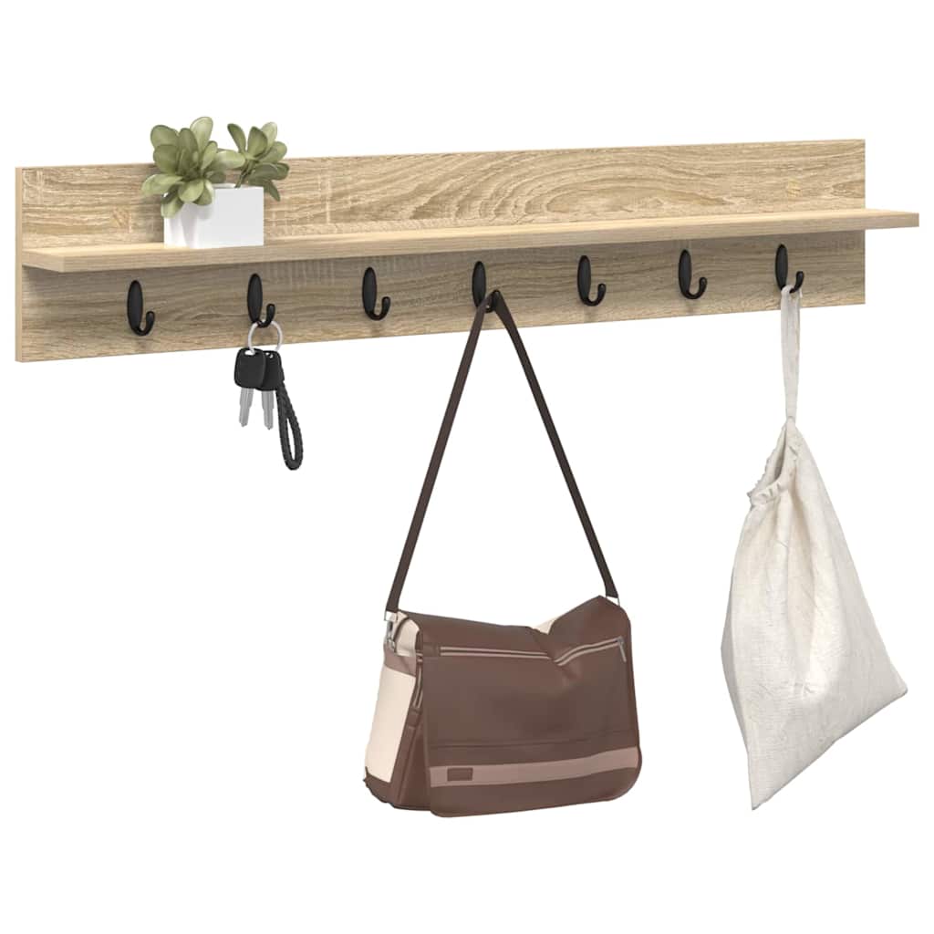 Wall-Mounted Coat Rack Sonoma Oak 100 x 10.5 x 18 cm
