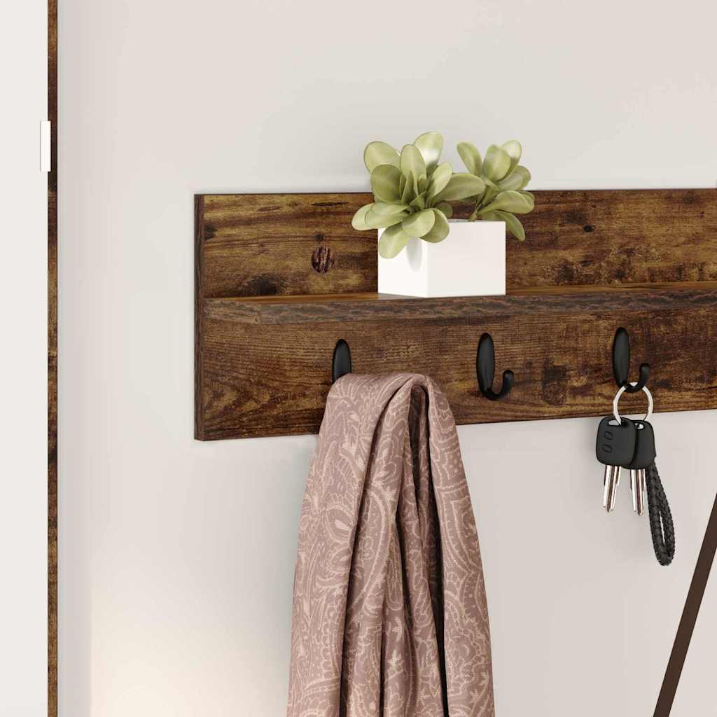 Wall-Mounted Coat Rack Smoked Oak 100 x 10.5 x 18 cm