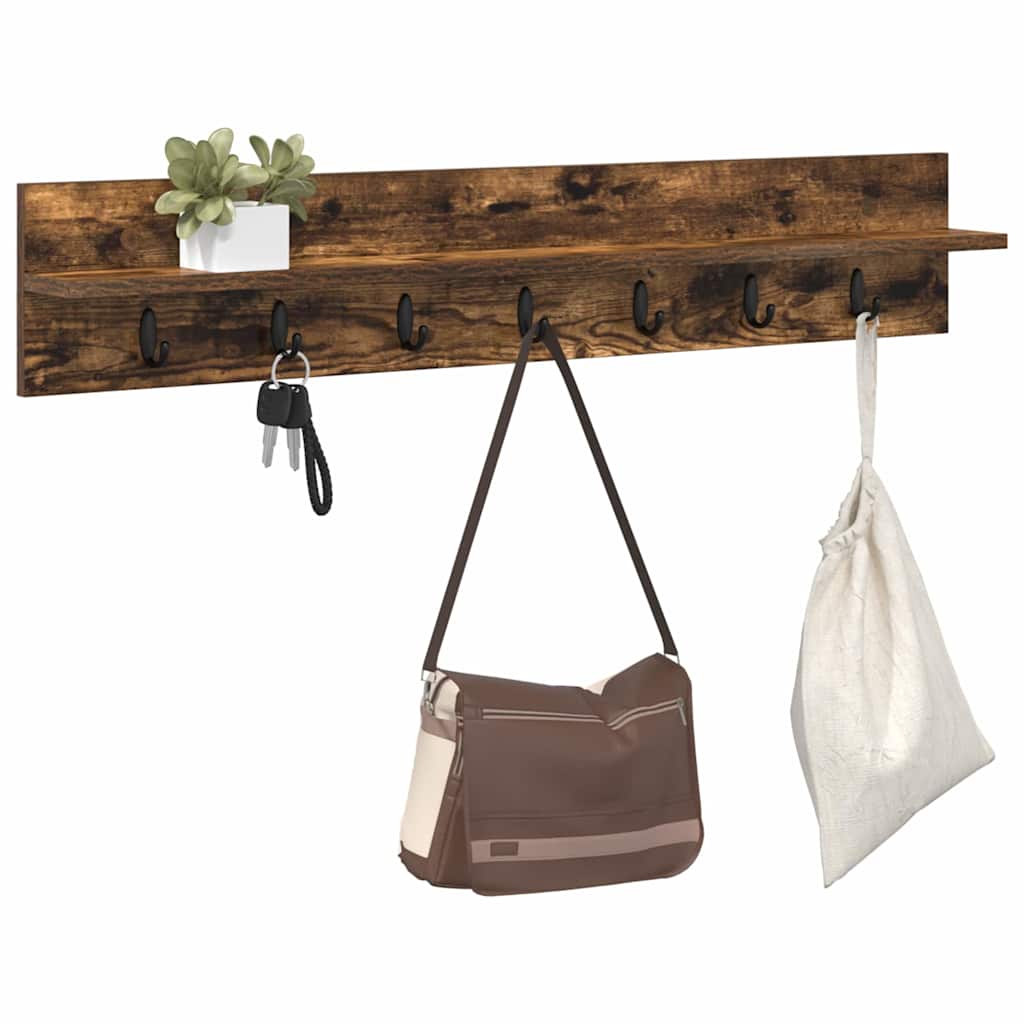 Wall-Mounted Coat Rack Smoked Oak 100 x 10.5 x 18 cm
