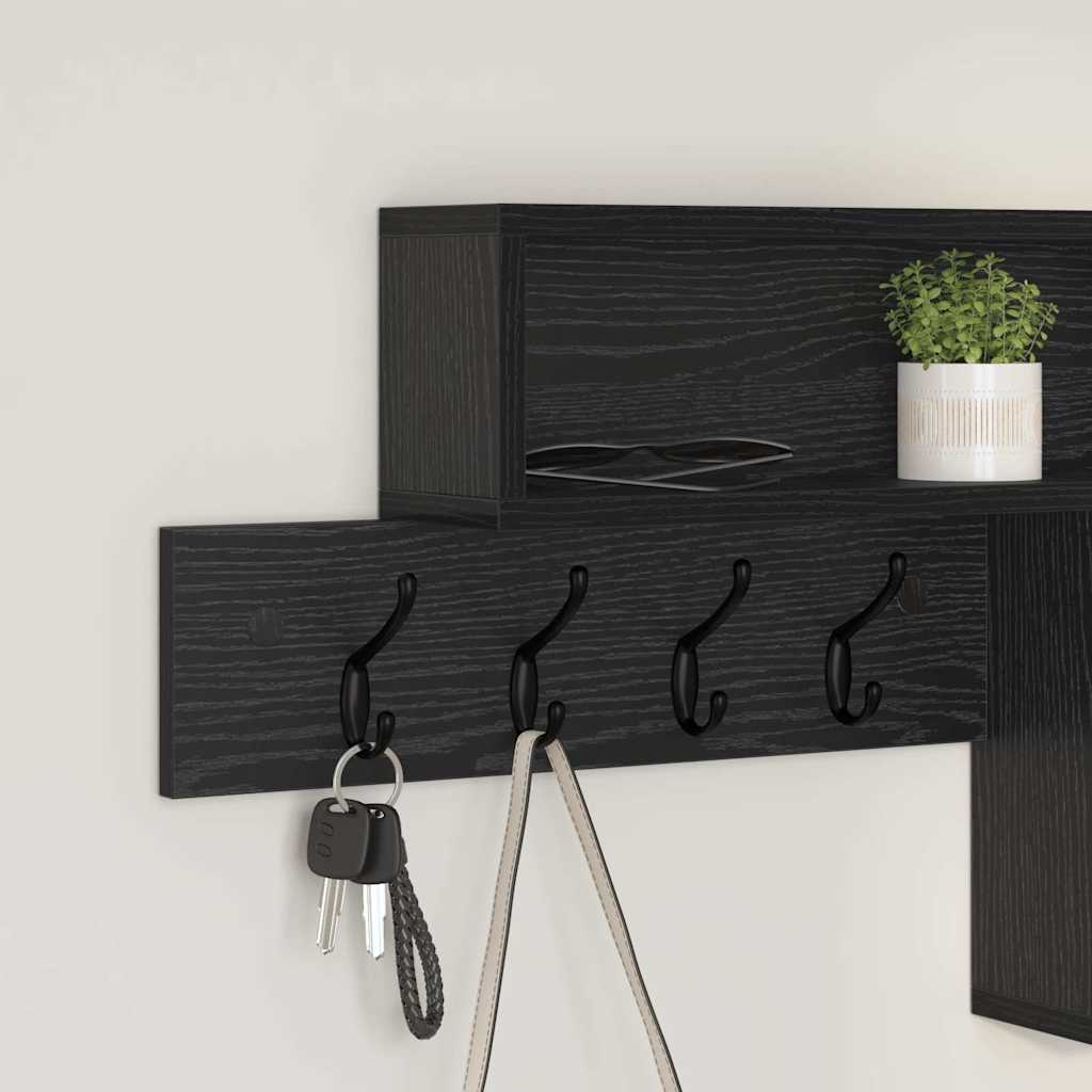 Wall-Mounted Coat Rack Wall-Mounted Black Oak Engineered wood