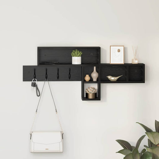 Wall-Mounted Coat Rack with Shelf Black Oak 100 x 12 x 43.5 cm