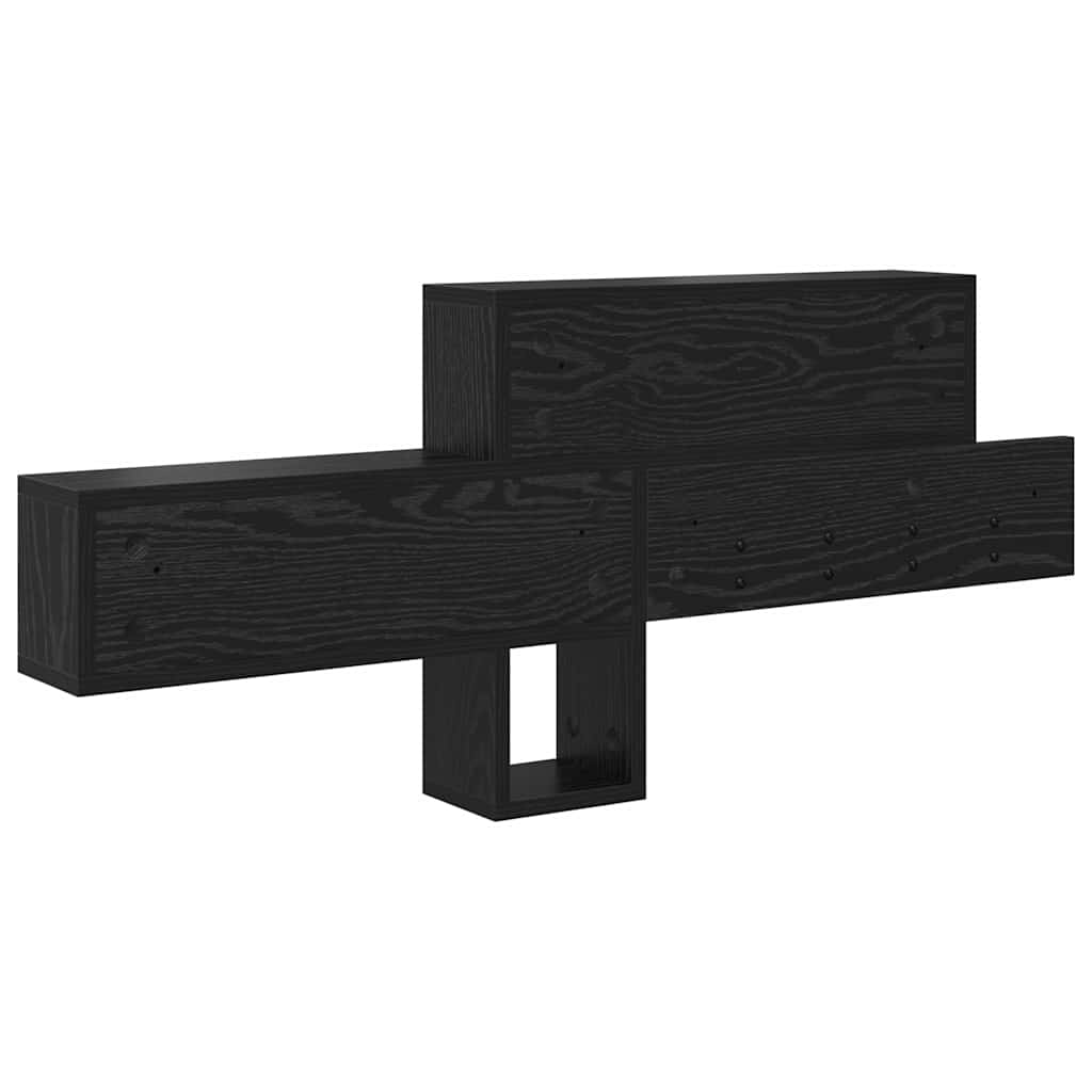 Wall-Mounted Coat Rack with Shelf Black Oak 100 x 12 x 43.5 cm